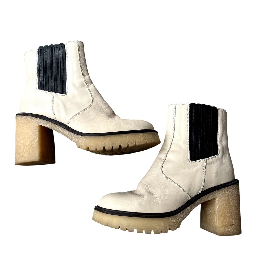 Free People James Chelsea Bone Boots Leather Cushioned Size 40